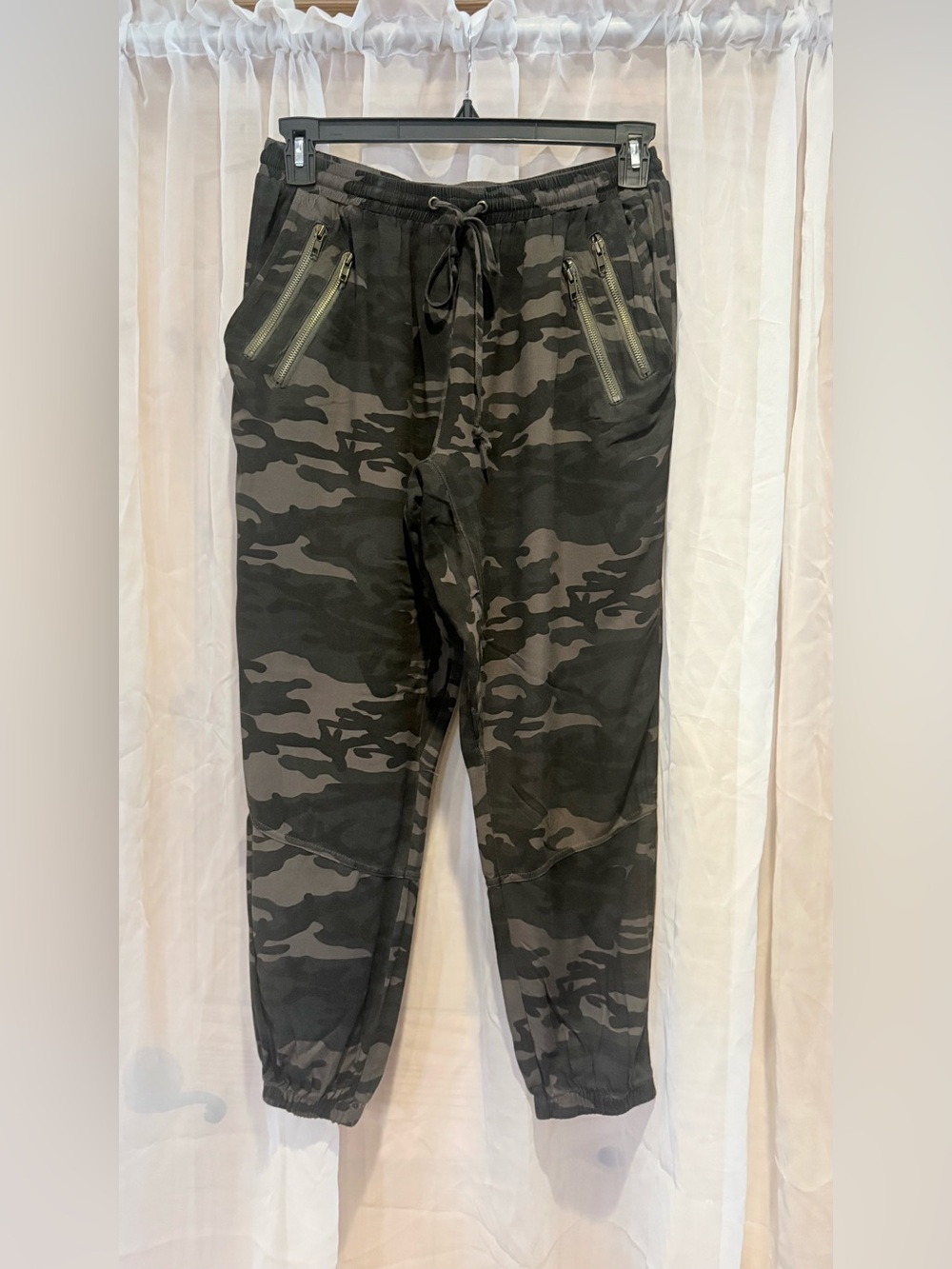 Storia Black & Gray Camo Jogger Pants with Zip Pockets